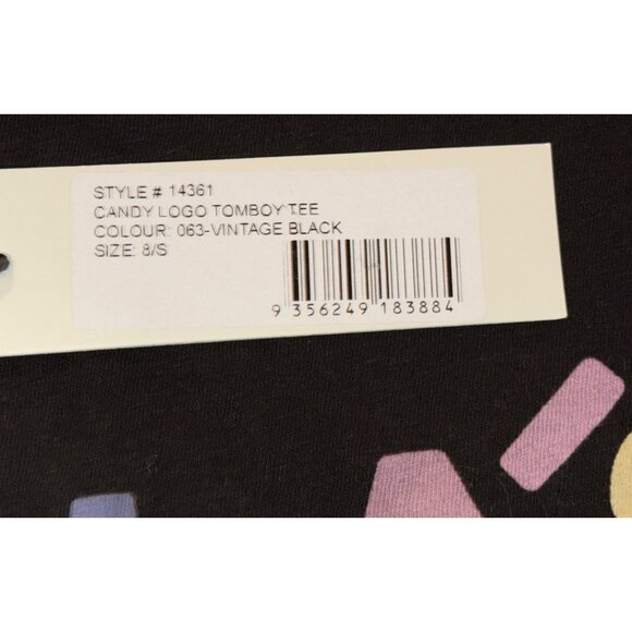 Rollas Candy Logo Tomboy Tee Black Womens Size Small New With Tag - Picture 3 of 7